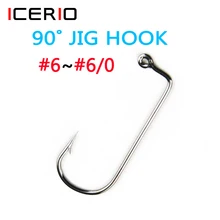 

[100pcs] High Carbon Steel Aberdeen 90 Degree Shank Bent Saltwater Jig Hooks #6~#6/0