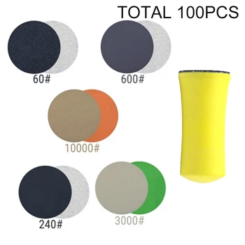 

100pcs 1 25mm 60-10000 Grit Sanding Disc Set Wet Dry Hook&loop Sandpaper Pads