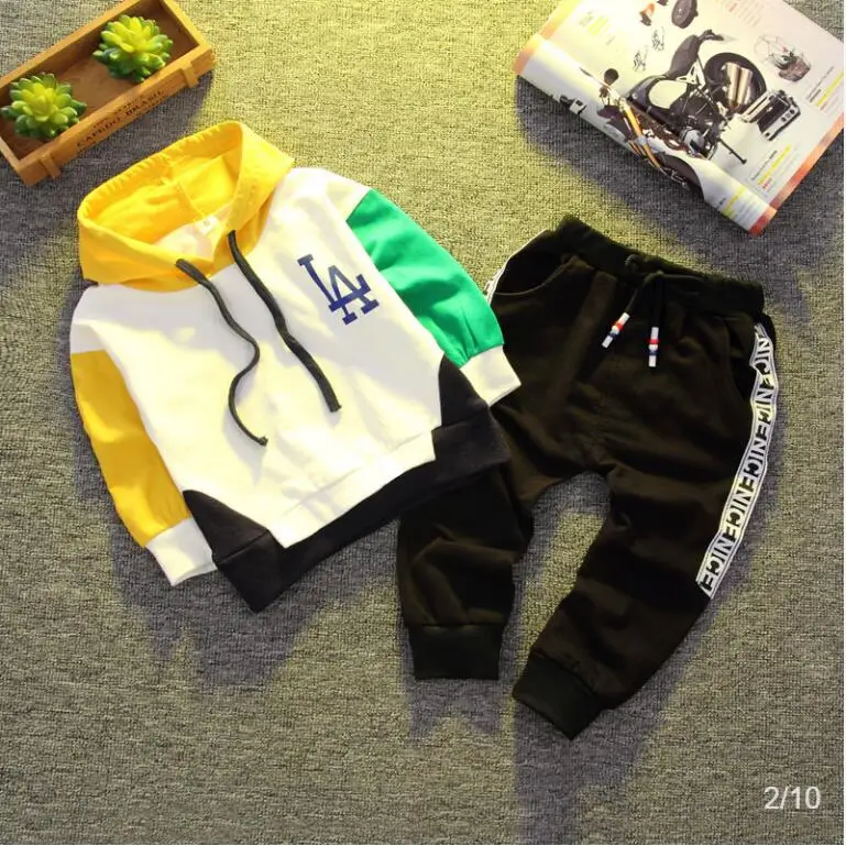 BibiCola/детская одежда, комплекты одежды для маленьких мальчиков, модные хлопковые Осенние костюмы унисекс детский весенний спортивный костюм - Цвет: Серый