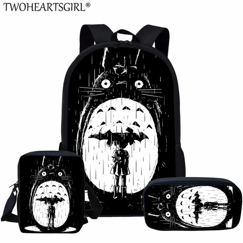 Twoheartsgirl 3 шт./компл. сумка для книг мультфильм Тоторо печатных школьные ранцы для мальчиков начальной школы школьные сумки mochila escolar
