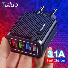 4 USB Charger Quick Charge 3.0 Fast Charging Mobile Phone Charger For iPhone 12 11 Samsung Xiaomi Huawei Wall Charger EU Adapter