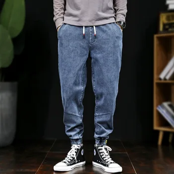 

Casual loose ankle length jeans fashion men jeans solid color jeans men streetwear large size S-4XL 5XL 6XL 7XL