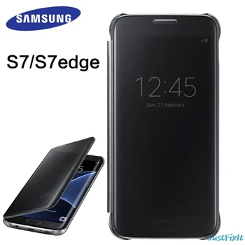 

100% Original For Samsung Galaxy S7 G930F Case Mirror Clear View Smart Cover Intelligent Sleep Protective Flip Case Cover Phone