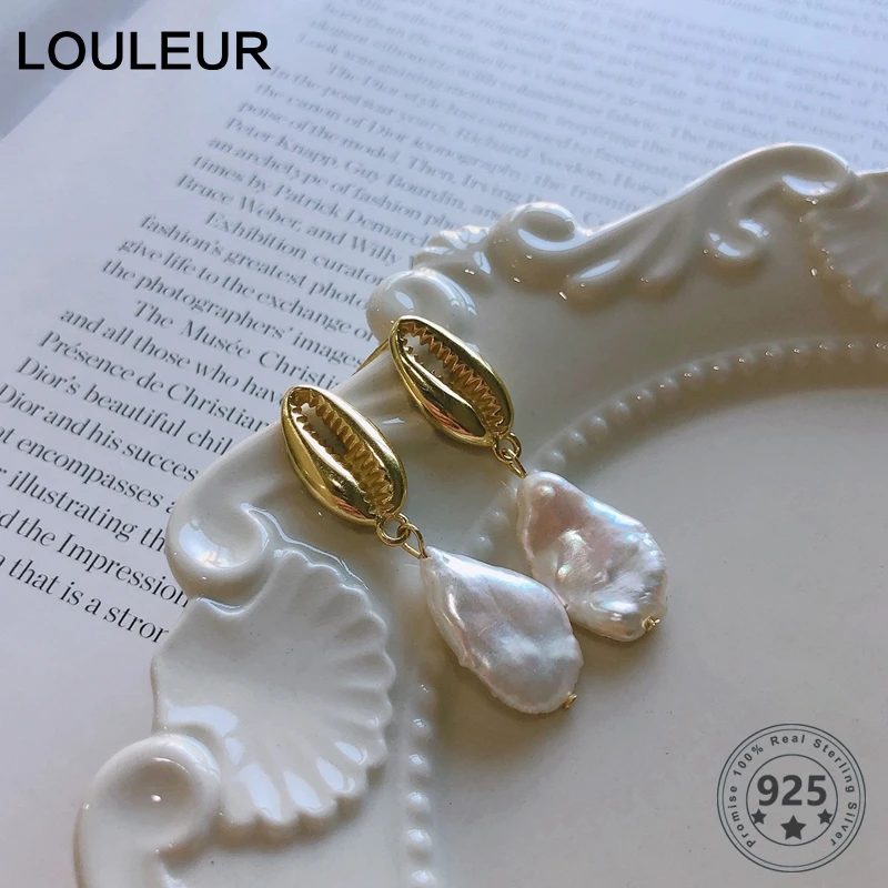 Louleur 925 стерлингового серебра серьги с барочным жемчугом высокого качества