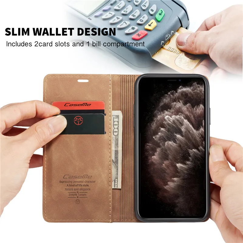 Роскошный Магнитный флип-чехол-кошелек для iPhone 11 Pro XS MAX X XR 8 7 6s 6 Plus 5 5S SE Роскошный кожаный держатель для карт