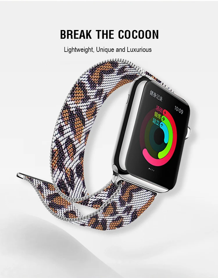 Леопардовый с серым ремешком для часов 40 мм 44 мм для Apple Watch 4 5 ремешок с магнитной пряжкой 38 мм 42 мм для Iwatch Series 3 2 1