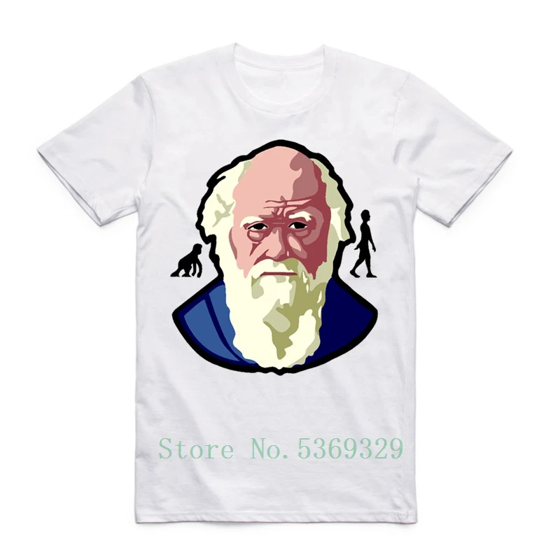 Charles Darwin Мужская футболка эволюция наука круглый вырез 2017 одежда модный принт с