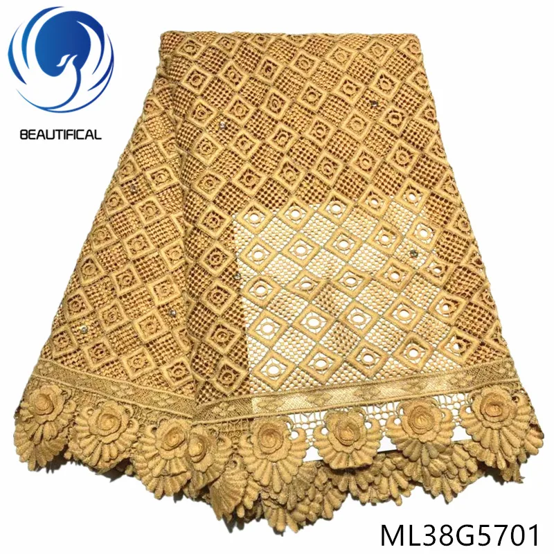 

BEAUTIFICAL african lace fabrics for dress high quality embroidery water soluble lace fabric 5yards free shipping ML38G57