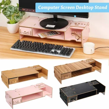 

Computer Screen Riser Wood Shelf Plinth Strong Laptop Stand Multi-function Desktop Monitor Stand Desk Holder For Notebook TV