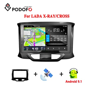 

Podofo Car Radio Android 9" Car Multimedia Player GPS 2 Din Double Screen Display Autoradio For LADA X-RAY/CROSS 2015-2019