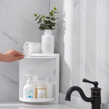 

Rotating Triangular Shelf Corner Wall Mount Rotary Storage Rack for Bathroom Kitchen TP899