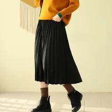 Новые плиссированные юбки женские с эластичной резинкой на талии ретро Весна юбка 3201