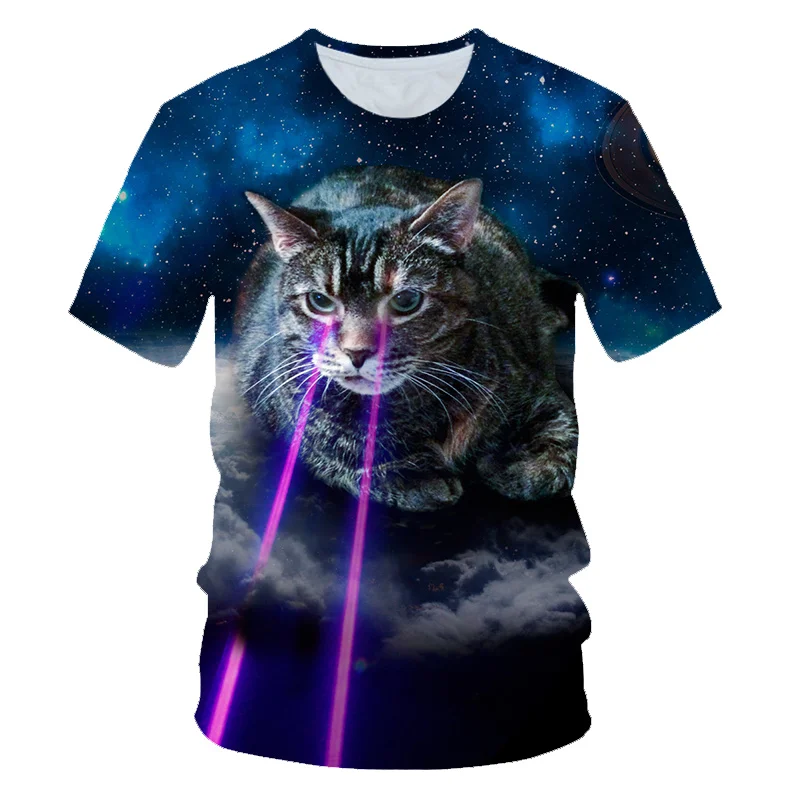 Новейшие футболки с 3D изображением животных для мальчиков и девочек, забавные детские футболки с изображением супер кошки, с милым животным принтом, лидер продаж