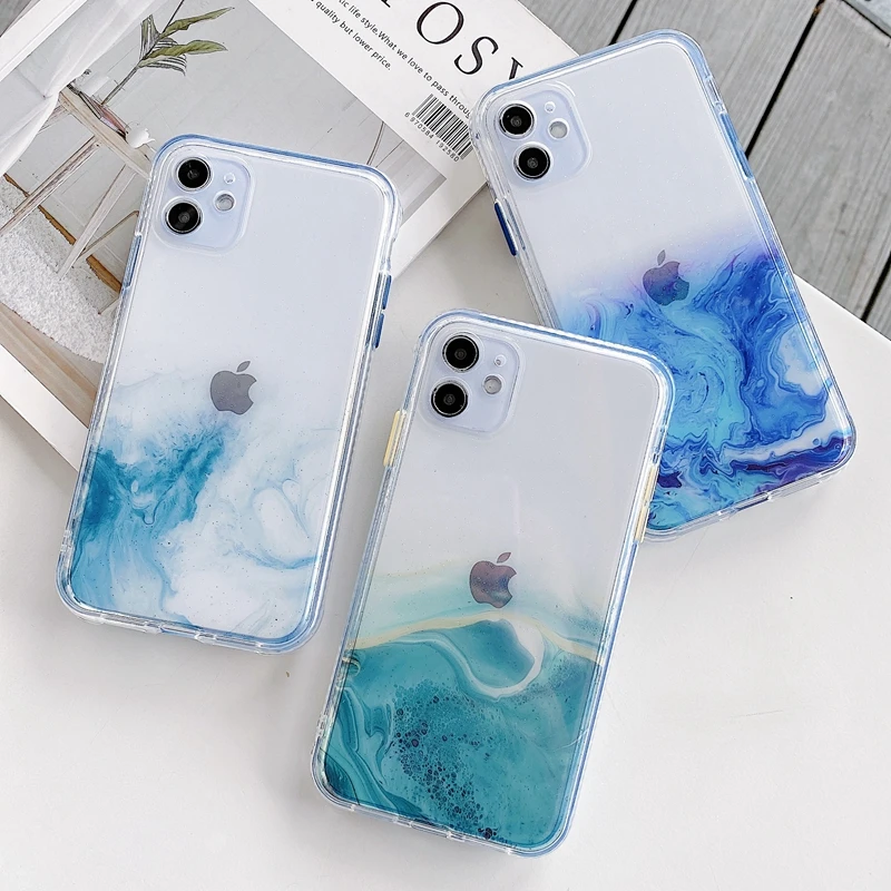 iphone 11 Pro Max phone case Luxury Marble Transparent Phone Case For iphone 11 12 13 mini Pro Max XS X XR 7 8 plus SE 2020 Soft Shockproof Cases Cover iphone 11 Pro Max  cover