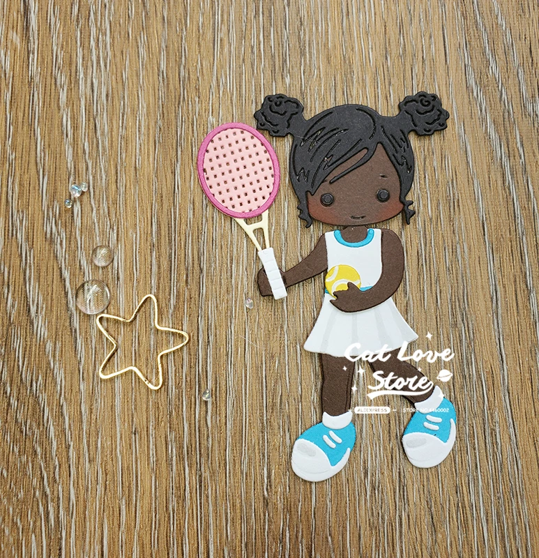 테니스 남자 여자 선수 금속 절단 다이 스크랩북 스텐실 다이 컷 카드 만들기 DIY 공예 엠보싱 2020 년 새로운 다이