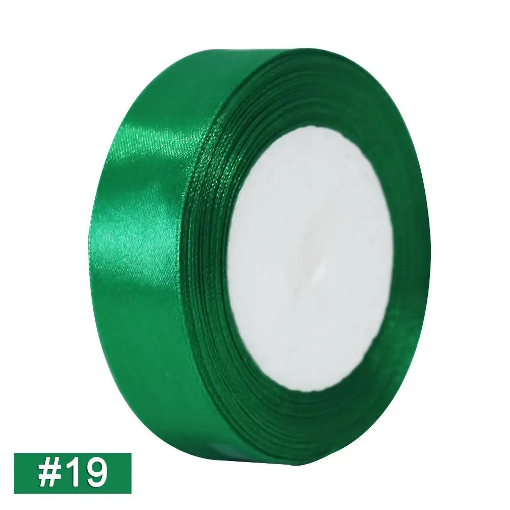 19 green 25 ярдов/рулон шелк атласная лента швейная 6/10/15/20/25/40/50 мм поделки своими руками подарок Обёрточная бумага для свадьбы, Рождества, ленты вечерние украшения - Цвет: 19 green