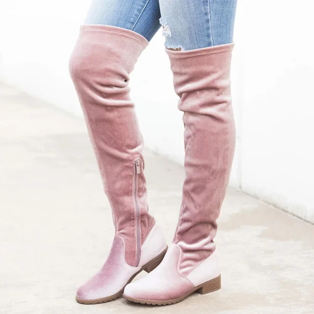 9528-pink Модные женские туфли зимняя обувь Новые Сапоги выше колен Для женщин Высокие сапоги Теплые меховые зимние сапоги женские туфли на плоской подошве; Bota Для женщин - Цвет: 9528-pink