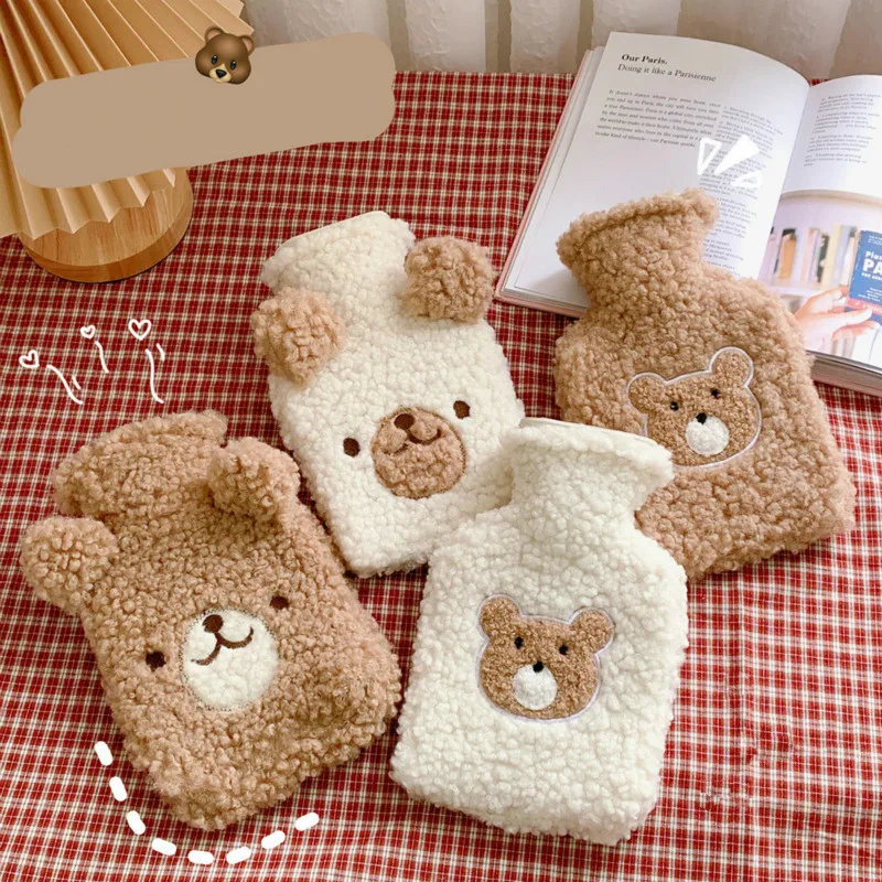 

1pc Winter Hand Warmer Smiling Face Plush Hot Water Bag Bear Water Injection Portable Hand Warming Water Bag Hot Water Bottles