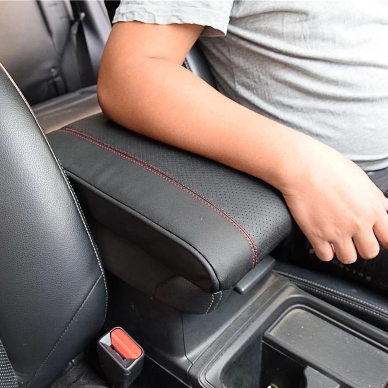 Grey Demiawaking Car Armrest Cushion Cover Universal PU Leather Car Auto Vehicle Center Console Arm Rest Pad Seat Box Protective Case