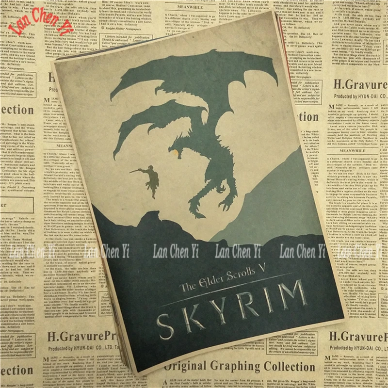 The Elder Scrolls Skyrim Классическая игра плакат на крафт-бумаге Бар Кафе гостиная столовая картина для декора комнаты