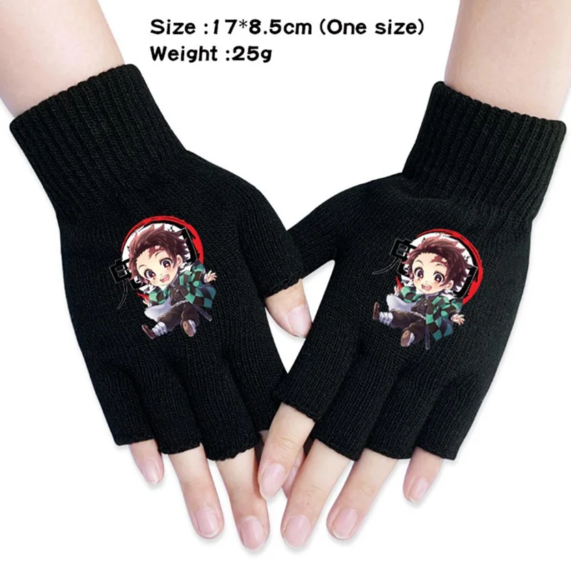 Аниме перчатки Demon Slayer: Kimetsu no Yaiba унисекс Хлопковые вязаные наручные перчатки