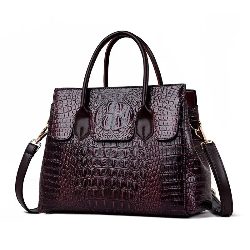 DIINOVIVO классическая сумка с текстурой под кожу крокодила брендовая дизайнерская женская сумка большой емкости OL сумка через плечо женская WHDV1224 - Цвет: PurpleRed