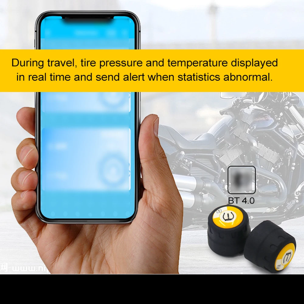 BT 4,0 TPMS датчик давления в мотоциклетных шинах с низким энергопотреблением, приложение для мобильного телефона, система обнаружения, комплект, монитор давления в шинах