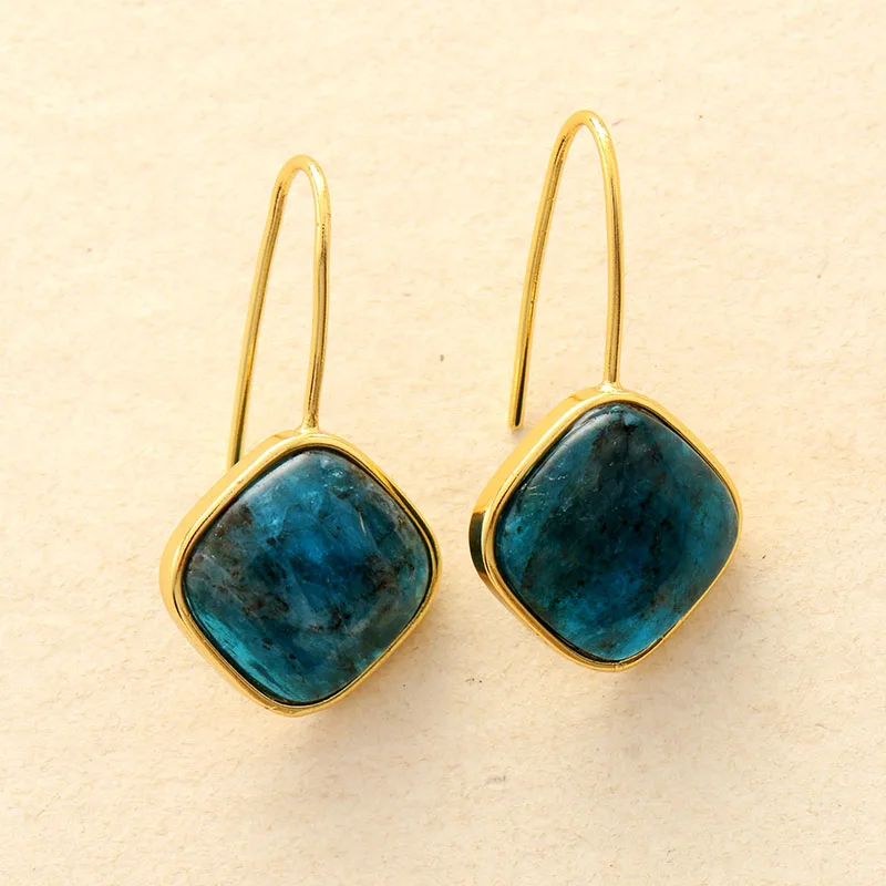 Luxury Women Earrings Square Apatite Dangle Earring Ethnic Unique Bold Lady Gems Stones Earring Jewelry Femme Dropshipping - Image 2