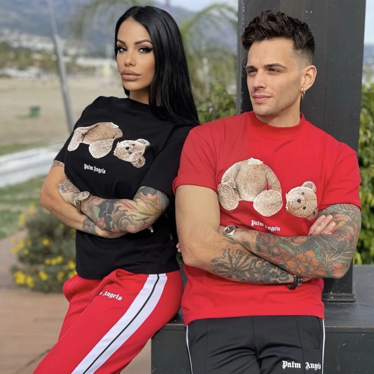 Palm Angels pink bear print men's women 