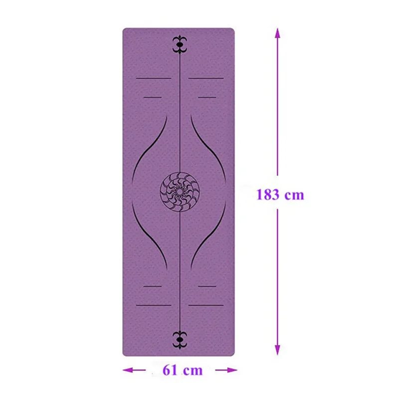 1830*610*6mm TPE Two Color Yoga Mat with Position Line Anti-slip Plank Support Environmental Home Fitness Gymnastics Odorless.