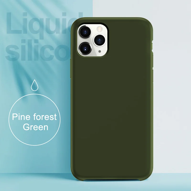 Официальный силиконовый чехол с логотипом для iPhone 11 11Pro 11Promax задний чехол с логотипом - Цвет: Pine Forest Green