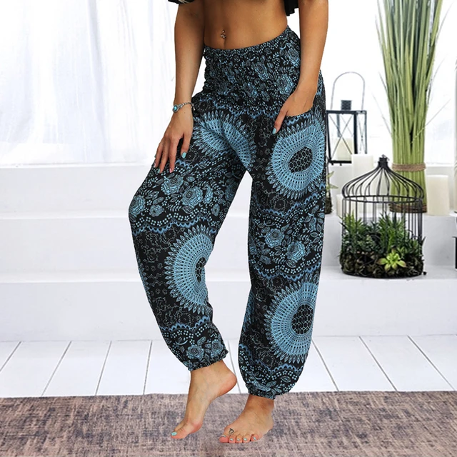 Yoga Pants Women's Boho Pants High Waist Baggy Bloomers Pants Print Hippie  Summer Beach Pants for Travel Vacation Casual Pants - AliExpress