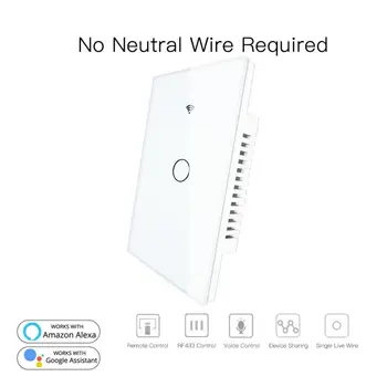 

Tuya smart life Wifi Wall Switch, Smart Light Switch,Glass Panel Touch-Sensor interruptor 1/2/3 Gang Work with Alexa,Google Home