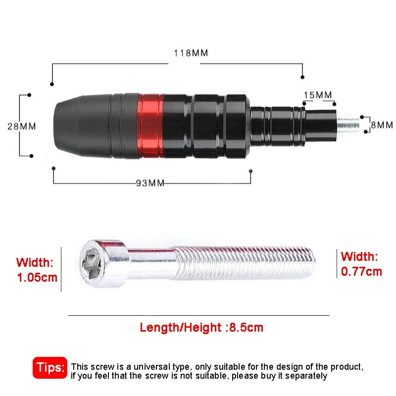 1 PAAR 8mm Motorrad Anti Fallen Stange Roller Motorrad CNC Aluminium Motor Shatter Crash Rahmen Slider Protector Stick Bar Rahmenschieber Motorrad Motorrad Sturzbügel Stangenscooterstange fallende Stange Scooter Bar fa