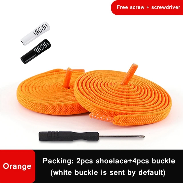 1 Pair No Tie Shoelace Elastic Shoelaces Leisure Sneakers Quick Flat Shoelaces Lazy Shoe Laces Nice Buckle Kids and Adult Unisex Orange
