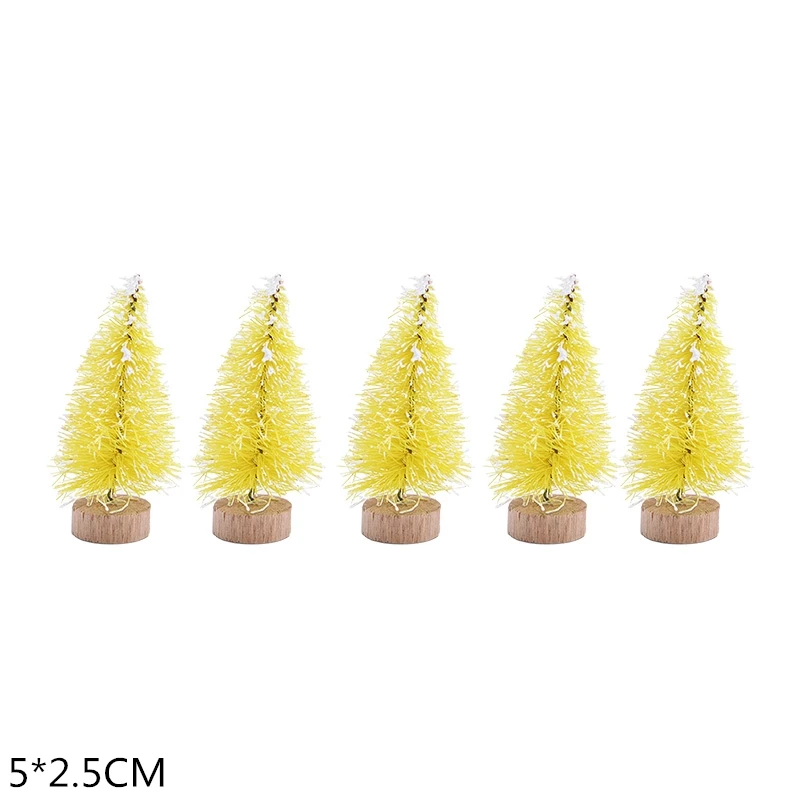 5cm-yellow 5 шт. 5-16 см сизалевое волокно Мини Рождественская елка Снежный Мороз сосна DIY ремесло Рождественская вечеринка украшение стола рождественские украшения - Цвет: 5cm-yellow