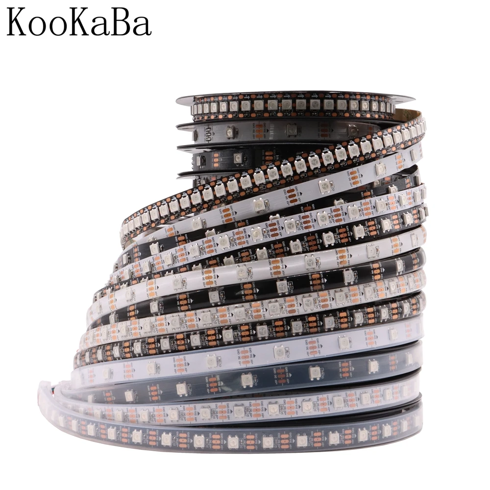 

WS2812B Smart RGB LED Strip WS2812 Individually Addressable LED Light 30/60/144Leds Black/White PCB Waterproof IP30/65/67 DC5V