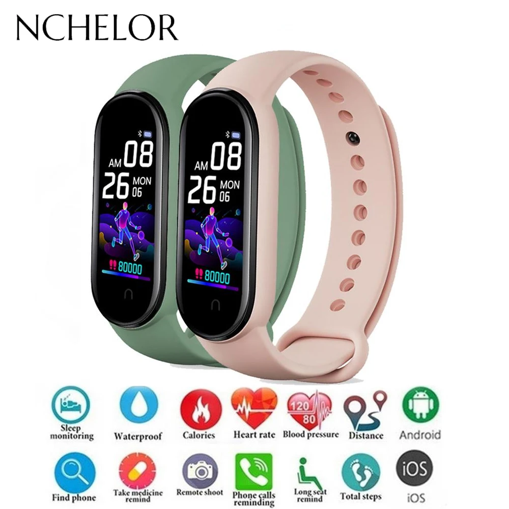 M5 Smart Watch Bracelet Heart Rate Monitor Watches Fitness Tracker Sleep Monitoring Wristband For Men Women Kids afbeelding