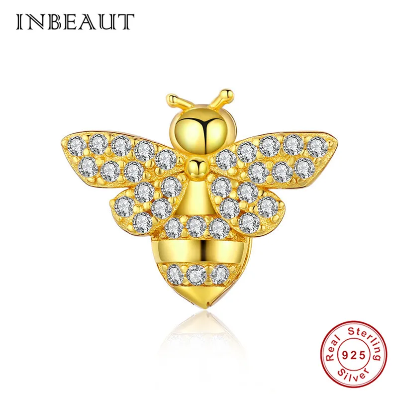 INBEAUT Настоящее 925 пробы Серебряная улыбка лицо сердце Жук Бусины Подходят Пандора браслет белый CZ кошачий отпечаток солнце талисманы подарок - Цвет: asx1106