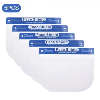 

5pcs Professional Clear Full-Face Shield Protection Transparent Protective Safety For Adults Head Mask Eye Faces Protection