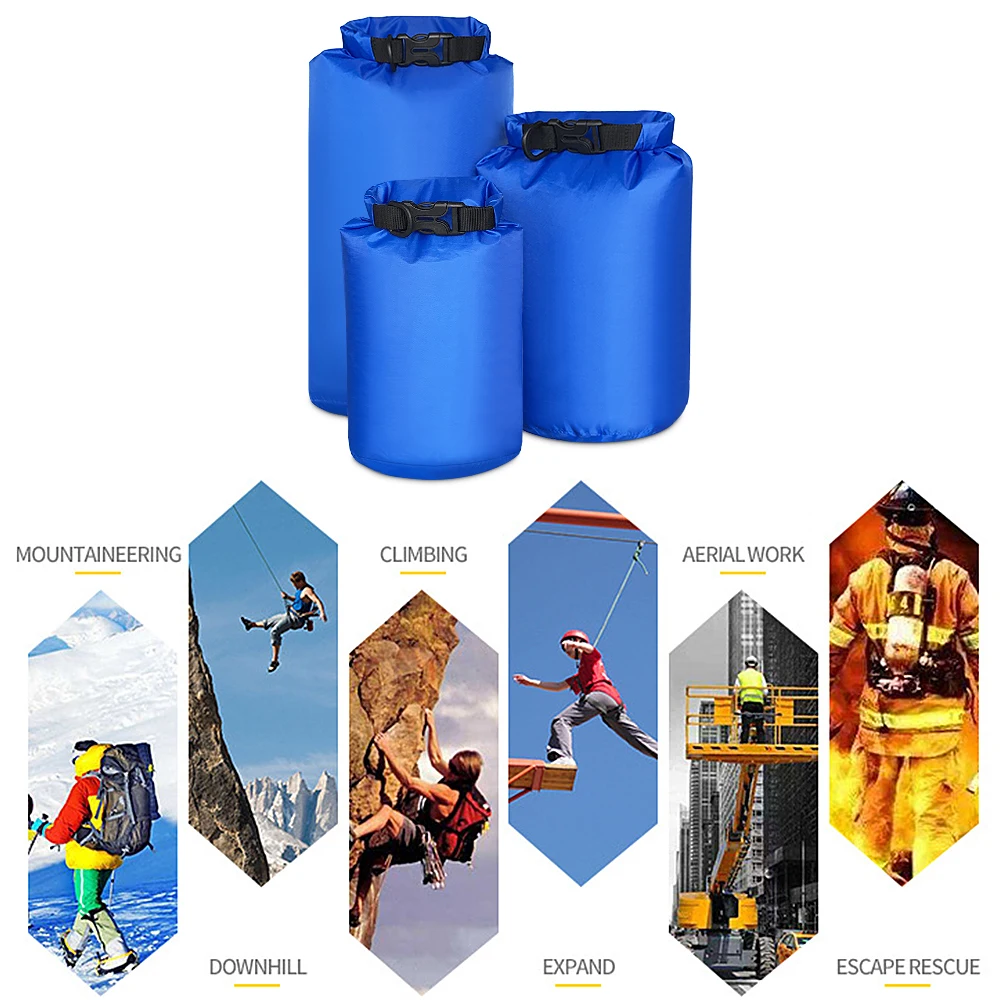 3 Pack Folding Waterproof Bag 2L+4L+8L Ultralight Dry Sacks Dry Bag for Outdoor Camping Hiking Traveling Kayaking Fishing