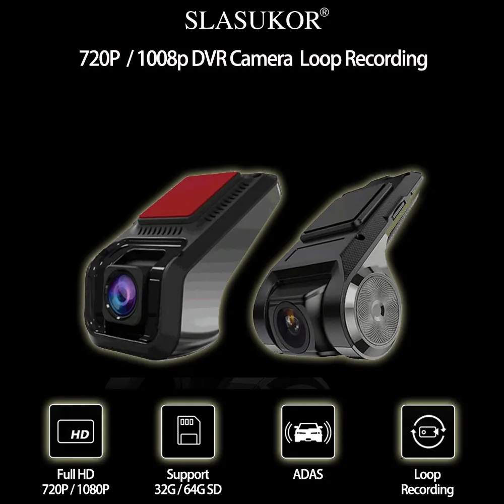 720P/1080P Full HD Car Camera Dashcam Auto DVR Camera ADAS Dashboard Camera  Car USB Driving Recorder with 170° Wide Angle G-Sensor Night Vision Loop  Recording for Android System