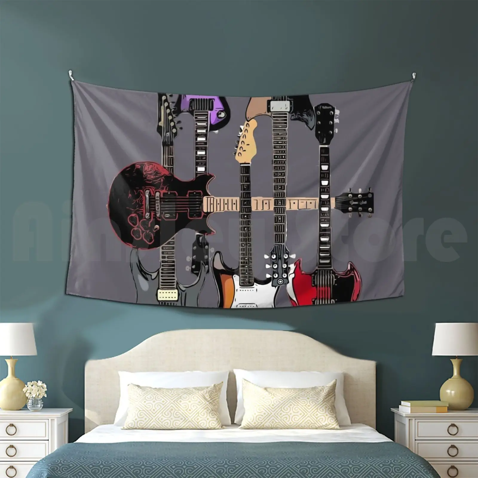 Rock Guitars Customized Tapestry Guitar Guitar Guitars Pattern Guitar Player Axeman Guita Hero Geek Nerd