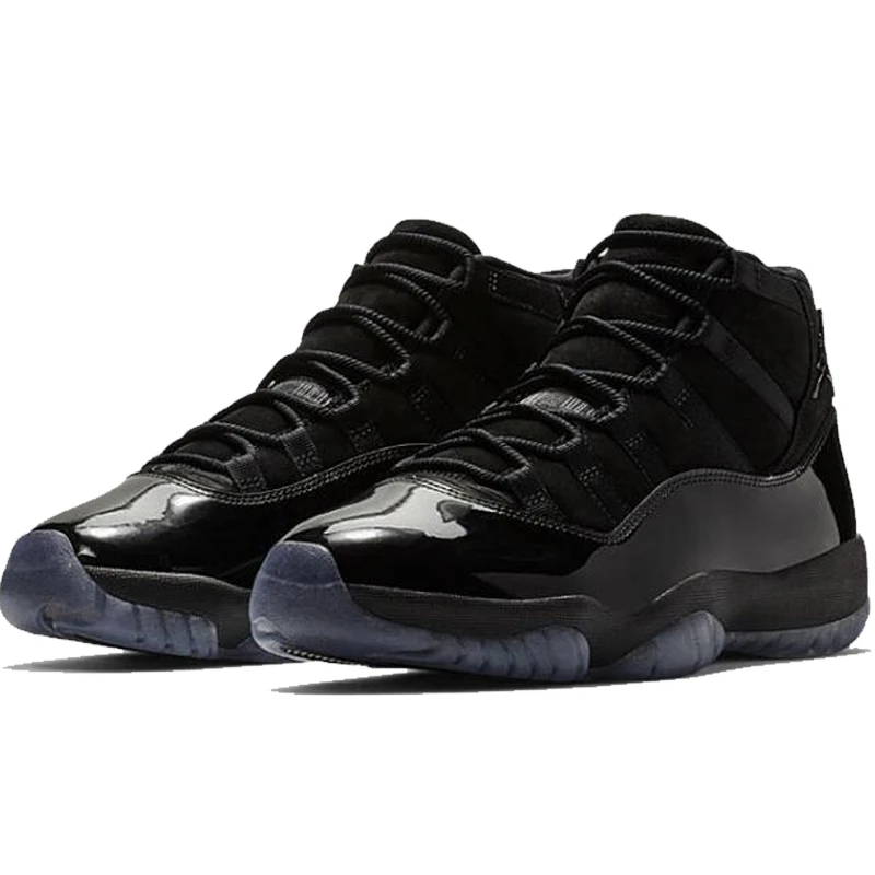 Jordan 11 Баскетбольная обувь зимние кроссовки кепка и платье полностью черная зимняя обувь aj11 на шнуровке теплая уличная спортивная обувь 40-46