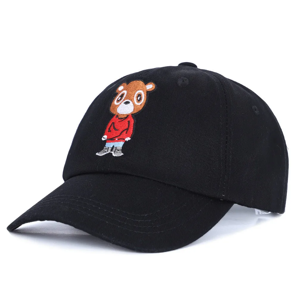 

2020 Spring New Men and Women Bear Cartoon Embroidered Adult Casquette Flat-Brimmed Cap Baseball Cap Men and Women Sunbonnet