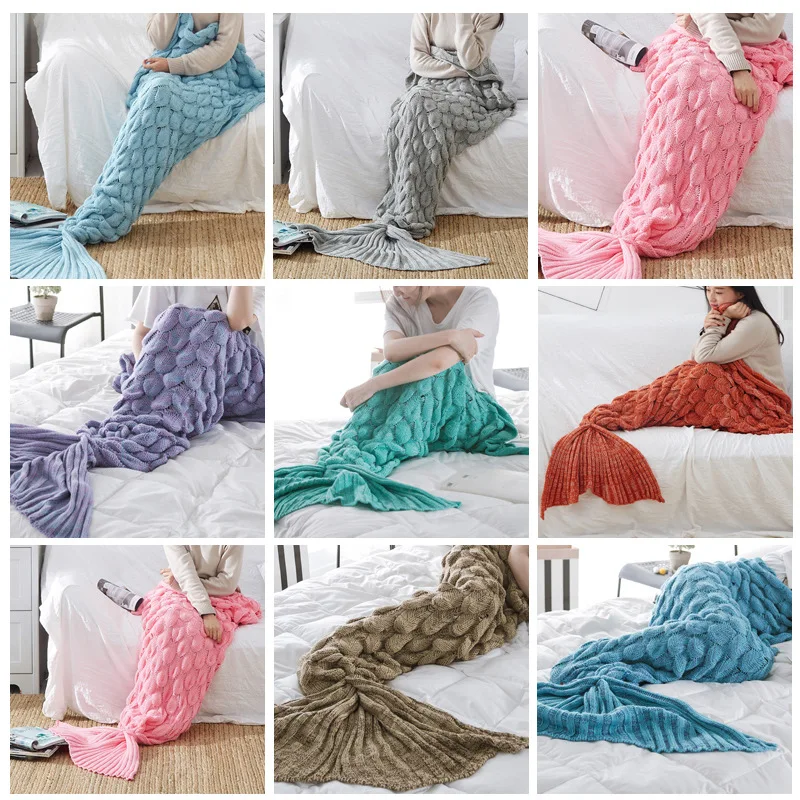 

Ruijing Manufacturers Direct Selling a Generation of Fat Mermaid Blanket Fish Tail Blanket Scale Knitted Yarn Blanket
