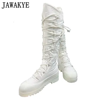 

Winter cold-resistant Waterproof snow boots Knee High Strappy Boots Casual Flat Platform shoes Feminine designer long boots