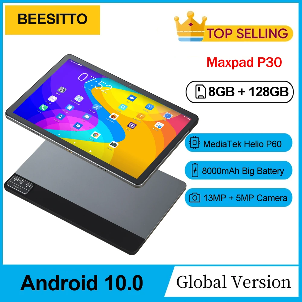 latest samsung tablet Google Play Android 10.0 Tablet PC 10.1 Inch Octa Core RAM 8GB+128GB 4G Phone Call  WiFi Bluetooth 2 in 1 Tablet планшет Laptop most popular tablet