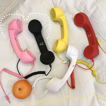 

Cell Phone Handset, Retro Telephone Handset Adjustable Volume Receivers MIC Microphone 3.5MM for Mobile Phones, Computer