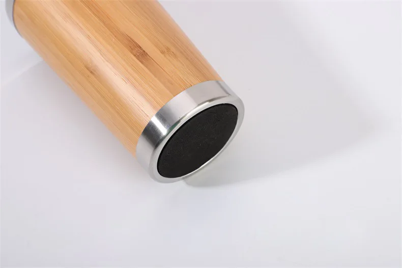 New stainless steel bamboo insulation cup business office water cup bamboo shell car cup custom logo thermos insulated cup